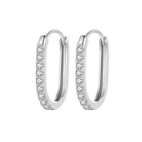 Crystal oval hoop circle - cz,