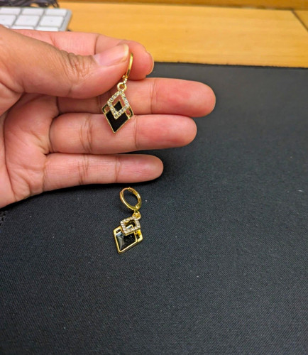 Gold tone black square crystal - tone,