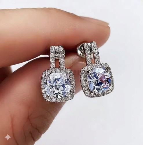 Sterling silver crystal stud - silver,