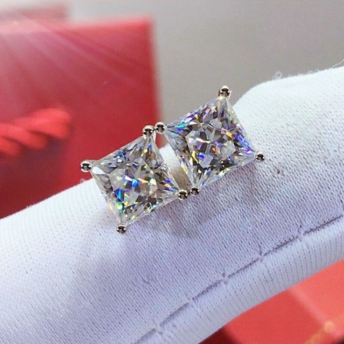 Crystal square stone stud - crystal,