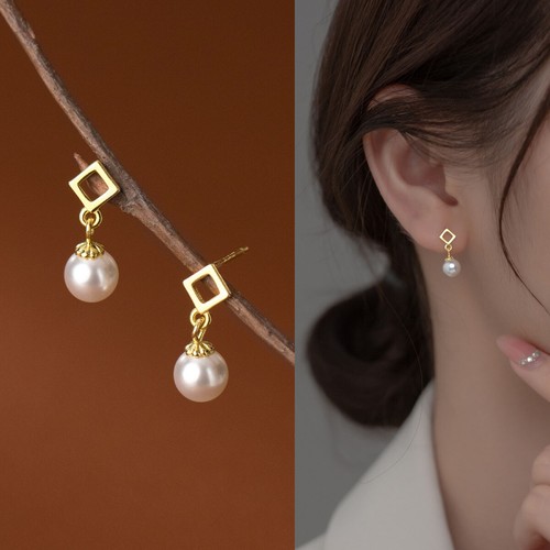 Dangle drop earrings pearl - earrings,
