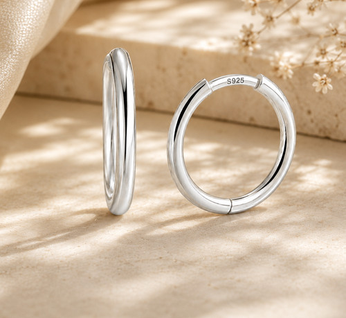Solid silver plain - solid, hoop