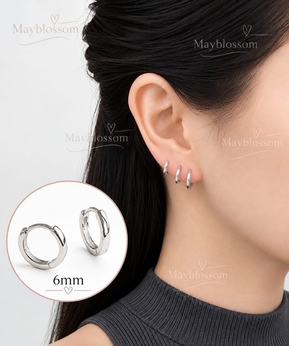 Solid 925 sterling silver hoop - sterling,