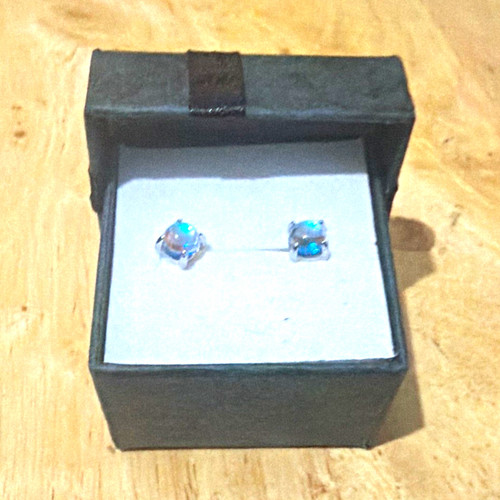 Blue square gemstone stud - square,