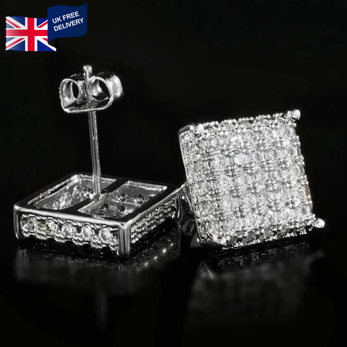 Iced out square stud - out,